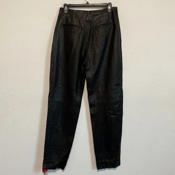 Vince NEW Pleat Front Tapered Leather Trousers Black Size 2 - Picture 9 of 11
